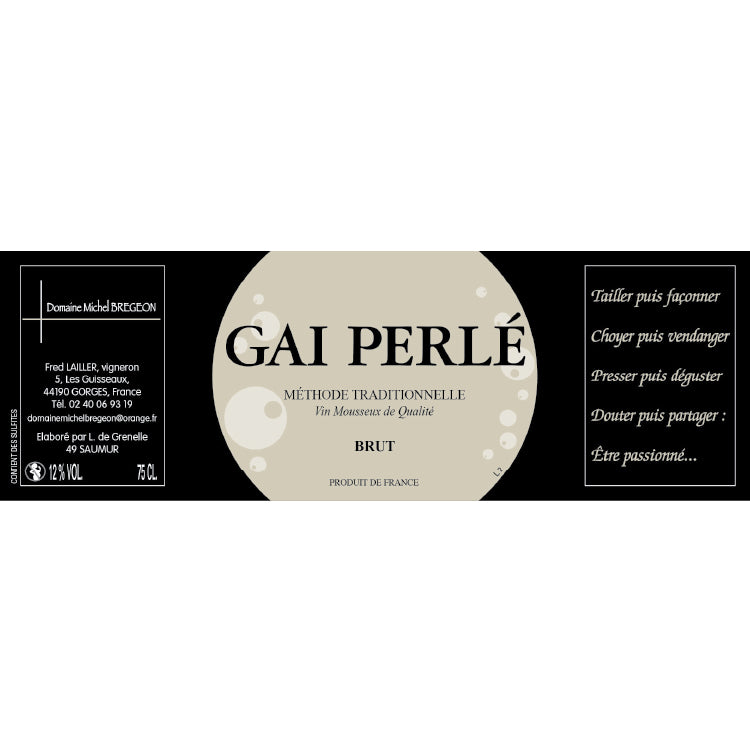 Domaine Brégeon Méthode Traditionelle "Gai Perlé" NV  750ml X 6 Orignal Box